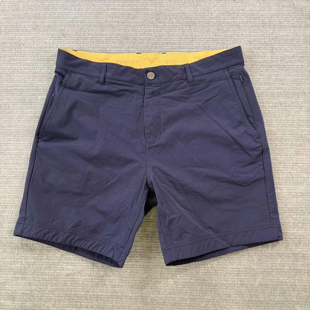 Avalon Performance Golf Shorts Mens 34W Navy Blue Stretch 7" Inseam Lightweight